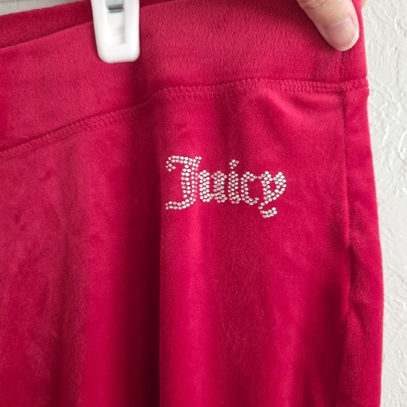 Juicy Couture Womens Red Velour Track Suit Set Hooded Jacket Jogger Pants Sz XXL - Picture 7 of 12